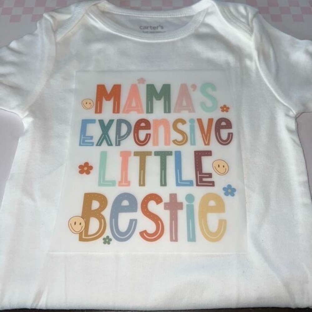 Carter's White Tee with Colorful 'Mama's Expensive Little Bestie' Graphic